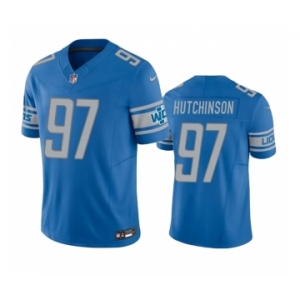 Men's Detroit Lions #97 Aidan Hutchinson Blue 2023 F.U.S.E. Vapor Untouchable Limited Stitched Jersey