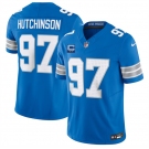 Men's Detroit Lions #97 Aidan Hutchinson Blue 2025 F.U.S.E. With 2-Star C Patch Vapor Limited Football Stitched Game Jersey