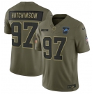 Men's Detroit Lions #97 Aidan Hutchinson Olive 2025 Salute to Service Limited Football Stitched Jersey