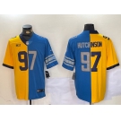 Men's Detroit Lions #97 Aidan Hutchinson Yellow Blue Split Vapor Limited Stitched Jerseys