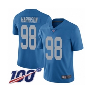 Men's Detroit Lions #98 Damon Harrison Blue Alternate Vapor Untouchable Limited Player 100th Season Football Jersey