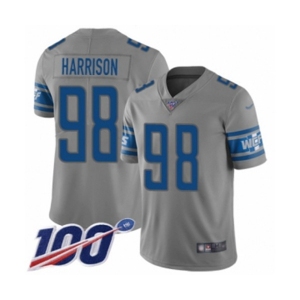 Men's Detroit Lions #98 Damon Harrison Limited Gray Inverted Legend 100th Season Football Jersey