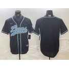 Men's Detroit Lions Blank Black Cool Base Stitched Baseball Jersey