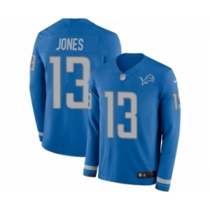 Men's Nike Detroit Lions #13 T.J. Jones Limited Blue Therma Long Sleeve NFL Jersey