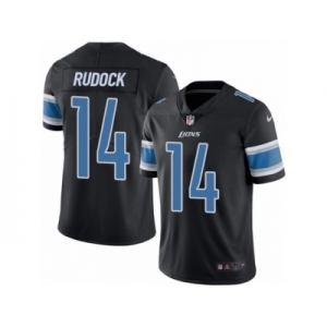 Men's Nike Detroit Lions #14 Jake Rudock Limited Black Rush NFL Jersey