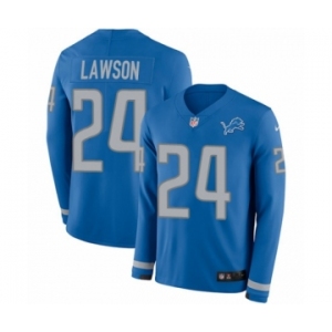 Men's Nike Detroit Lions #24 Nevin Lawson Limited Blue Therma Long Sleeve NFL Jersey