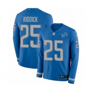 Men's Nike Detroit Lions #25 Theo Riddick Limited Blue Therma Long Sleeve NFL Jersey