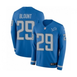 Men's Nike Detroit Lions #29 LeGarrette Blount Limited Blue Therma Long Sleeve NFL Jersey