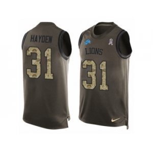 Men's Nike Detroit Lions #31 D.J. Hayden Limited Green Salute to Service Tank Top NFL Jersey