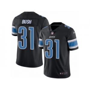 Men's Nike Detroit Lions #31 Rafael Bush Limited Black Rush NFL Jersey