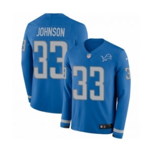 Men's Nike Detroit Lions #33 Kerryon Johnson Limited Blue Therma Long Sleeve NFL Jersey