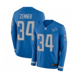 Men's Nike Detroit Lions #34 Zach Zenner Limited Blue Therma Long Sleeve NFL Jersey