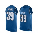 Men's Nike Detroit Lions #39 Johnthan Banks Limited Light Blue Player Name & Number Tank Top NFL Jersey