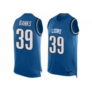 Men's Nike Detroit Lions #39 Johnthan Banks Limited Light Blue Player Name & Number Tank Top NFL Jersey