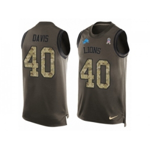 Men's Nike Detroit Lions #40 Jarrad Davis Limited Green Salute to Service Tank Top NFL Jersey