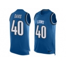 Men's Nike Detroit Lions #40 Jarrad Davis Limited Light Blue Player Name & Number Tank Top NFL Jersey