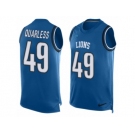 Men's Nike Detroit Lions #49 Andrew Quarless Limited Light Blue Player Name & Number Tank Top NFL Jersey