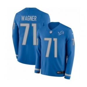 Men's Nike Detroit Lions #71 Ricky Wagner Limited Blue Therma Long Sleeve NFL Jersey