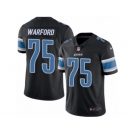 Men's Nike Detroit Lions #75 Larry Warford Limited Black Rush NFL Jersey