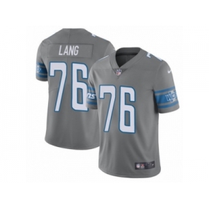 Men's Nike Detroit Lions #76 T.J. Lang Limited Steel Rush NFL Jersey