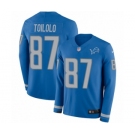 Men's Nike Detroit Lions #87 Levine Toilolo Limited Blue Therma Long Sleeve NFL Jersey