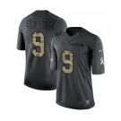 Men's Nike Detroit Lions #9 Matthew Stafford Limited Black 2016 Salute to Service NFL Jersey