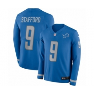 Men's Nike Detroit Lions #9 Matthew Stafford Limited Blue Therma Long Sleeve NFL Jersey