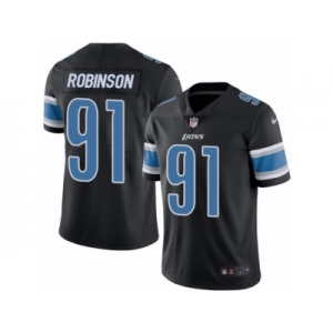 Men's Nike Detroit Lions #91 A'Shawn Robinson Limited Black Rush NFL Jersey
