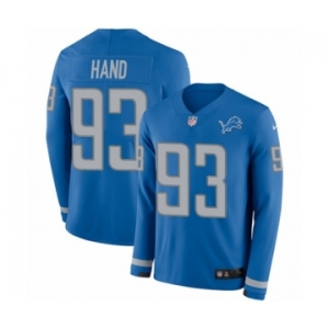 Men's Nike Detroit Lions #93 Da'Shawn Hand Limited Blue Therma Long Sleeve NFL Jersey