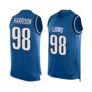 Men's Nike Detroit Lions #98 Damon Harrison Limited Blue Player Name & Number Tank Top NFL Jersey