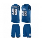 Men's Nike Detroit Lions #98 Damon Harrison Limited Blue Tank Top Suit NFL Jersey