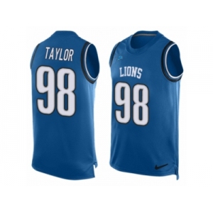 Men's Nike Detroit Lions #98 Devin Taylor Limited Light Blue Player Name & Number Tank Top NFL Jersey