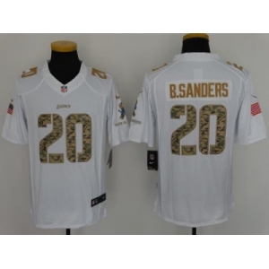 Nike Detroit Lions #20 Barry Sanders White Men's Stitched NFL Limited Salute to Service Jersey