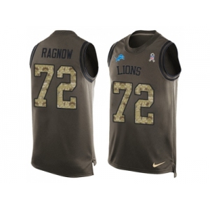Nike Detroit Lions #72 Frank Ragnow Men Salute to Service Tank Top Green Limited NFL Jersey