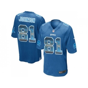 Nike Detroit Lions #81 Calvin Johnson Blue Team Color Men's Stitched NFL Limited Strobe Jersey