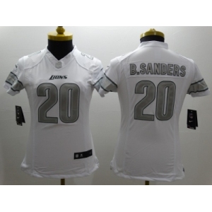 Nike Women Detroit Lions #20 sanders Platinum White Jerseys