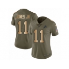 Women Nike Detroit Lions #11 Marvin Jones Jr Limited Olive Gold Salute to Service NFL Jersey