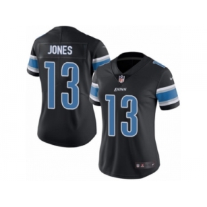 Women Nike Detroit Lions #13 T.J. Jones Limited Black Rush Vapor Untouchable NFL Jersey