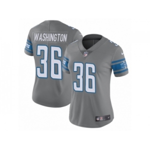 Women Nike Detroit Lions #36 Dwayne Washington Limited Steel Rush Vapor Untouchable NFL Jersey