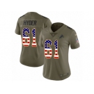 Women Nike Detroit Lions #61 Kerry Hyder Limited Olive USA Flag Salute to Service NFL Jersey