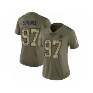 Women Nike Detroit Lions #97 Akeem Spence Limited Olive Camo Salute to Service NFL Jersey