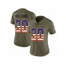 Women Nike Green Bay Packers #30 Jamaal Williams Limited Olive USA Flag 2017 Salute to Service NFL Jersey