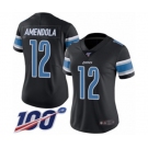 Women's Detroit Lions #12 Danny Amendola Limited Black Rush Vapor Untouchable 100th Season Football Jersey
