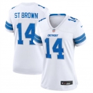 Women's Detroit Lions #14 Amon-Ra St. Brown White Stitched Jersey