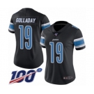 Women's Detroit Lions #19 Kenny Golladay Limited Black Rush Vapor Untouchable 100th Season Football Jersey