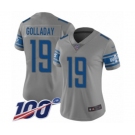 Women's Detroit Lions #19 Kenny Golladay Limited Gray Inverted Legend 100th Season Football Jersey