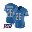 Women's Detroit Lions #26 C.J. Anderson Blue Team Color Vapor Untouchable Limited Player 100th Season Football Jersey