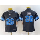 Women's Detroit Lions #26 Jahmyr Gibbs Black 2024 F.U.S.E. 2nd Alternate Vapor Limited Football Stitched Jersey