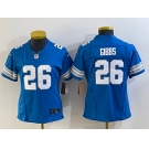 Women's Detroit Lions #26 Jahmyr Gibbs Limited Blue 2024 FUSE Vapor Jersey