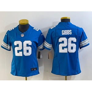 Women's Detroit Lions #26 Jahmyr Gibbs Limited Blue 2024 FUSE Vapor Jersey
